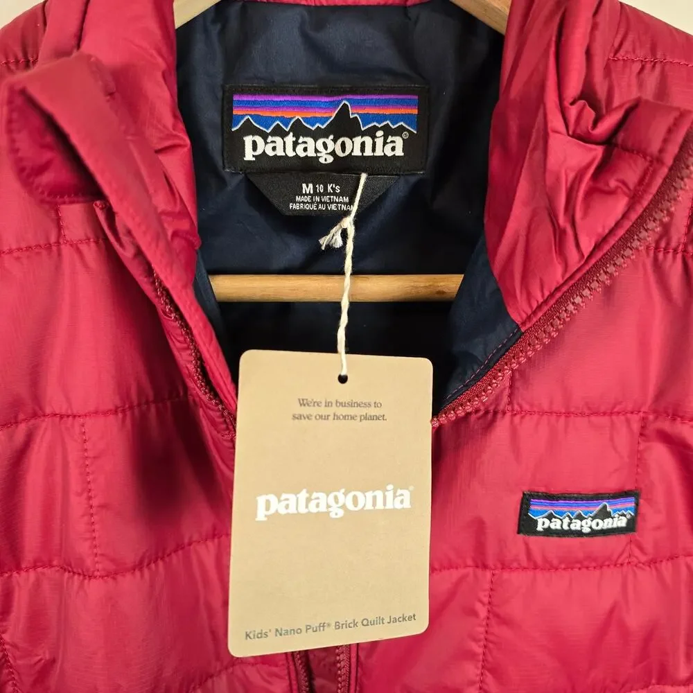 Patagonia Kids Nano Puff Brick Quilt Jacket Size M/10 Wax Red 68001